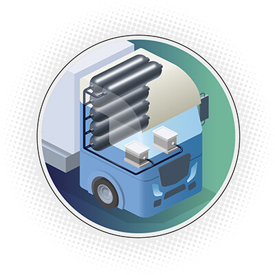 Hydrogen truck being charged with energy